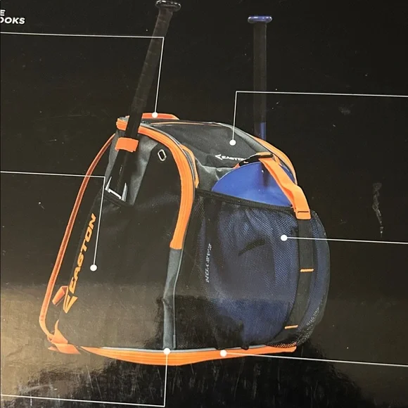 NWT Easton SA400 Black Bagpack with Orange Trim